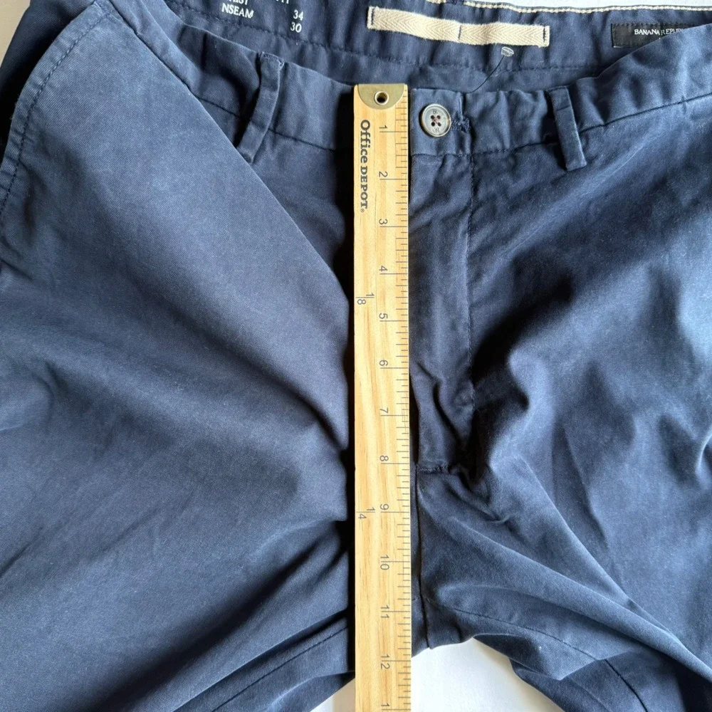 Banana Republic Lived-In Chino Athletic Fit Navy Blue Pants 34x30 Stretch Cotton